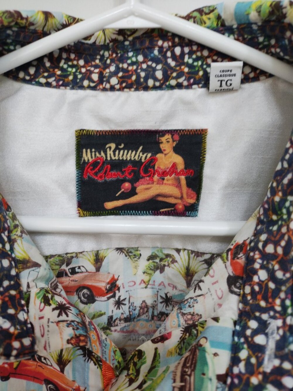 Robert Graham Miss Rumba vintage car print short sleeve button down